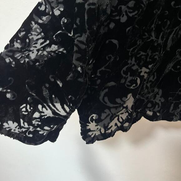 Lauren Ralph Lauren Velvet Burnout Top Sz XL Whimsigoth Black Fairy Grunge Sheer - Picture 4 of 8